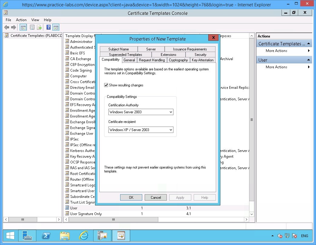 Practice Labs screenshot.